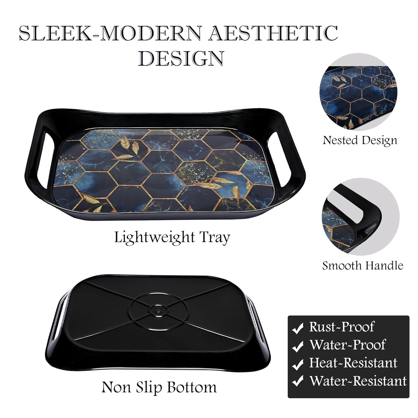 Premium Plastic Serving Tray (3 Pc)