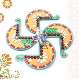Golden Swastik Shubh Labh Wall Hanging with Ganesh Idol (1 Pc)