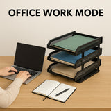 4-Layer Multifunctional File Rack with Drawers for Office Desk