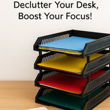 4-Layer Multifunctional File Rack with Drawers for Office Desk