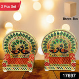 Meenakari Work Laddu Gopal Singhasan  / Sihasan for Pooja Mandir Wooden Krishna Ladoo Bal Gopal Sofa Asan, Home Decorative Premium Look Decorative Singhasan Suitable For Home, Office, Restaurant (2 Pc Set)