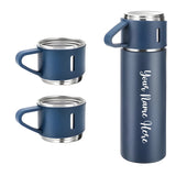 Customized Stainless Steel Vacuum Flask Set with 3 Cups – 500ML | Personalized Name Bottle Gift Combo for Boyfriend, Girlfriend, Employee