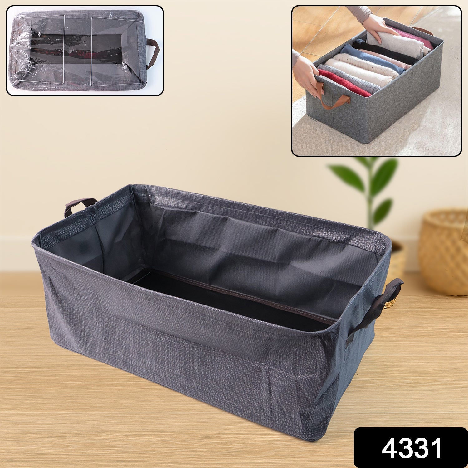 Foldable Cloth Storage Organizer Bag With Handles (Approx 46x27Cm\1Pc)